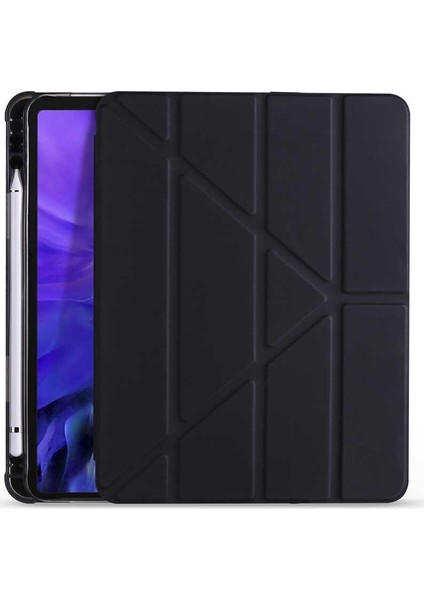 Apple iPad 10.5 (7.nesil) Kılıf Kalem Bölmeli Standlı Tam Uyumlu Siyah
