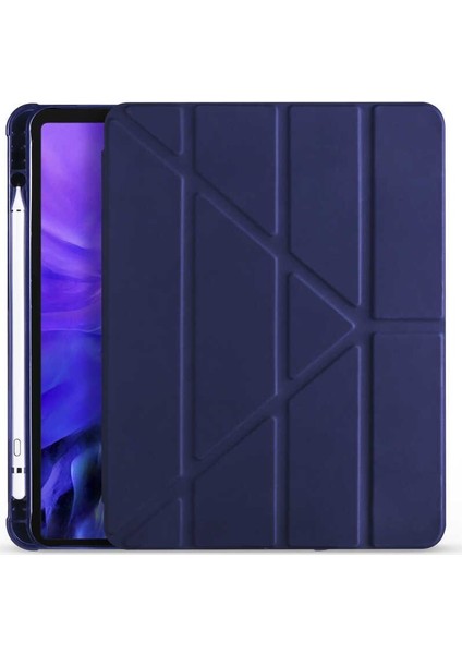 Apple iPad 10.5 (7.nesil) Kılıf Kalem Bölmeli Standlı Tam Uyumlu Lacivert