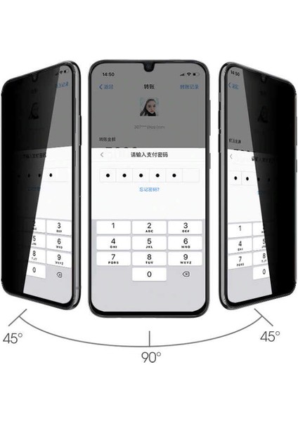 Huawei P30 Lite New 5d Privacy Temperli Hayalet Ekran Koruyucu Şeffaf