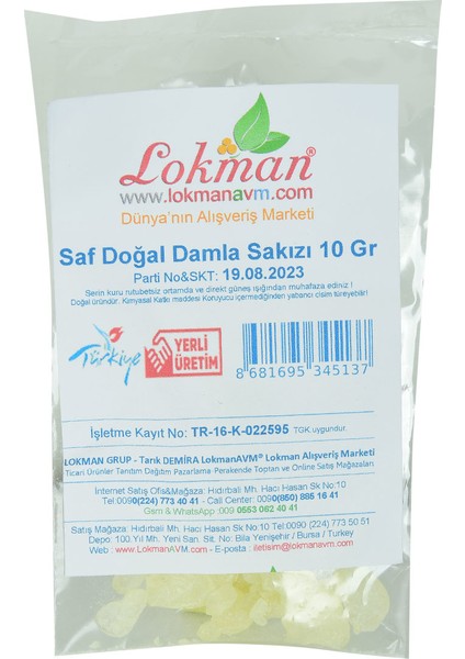 Saf Doğal Damla Sakızı 10 gr