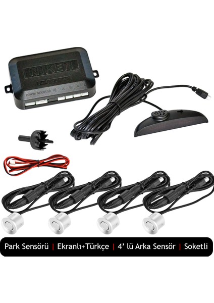 Park Sensörü LED Ekranlı Türkçe Ikazlı Beyaz