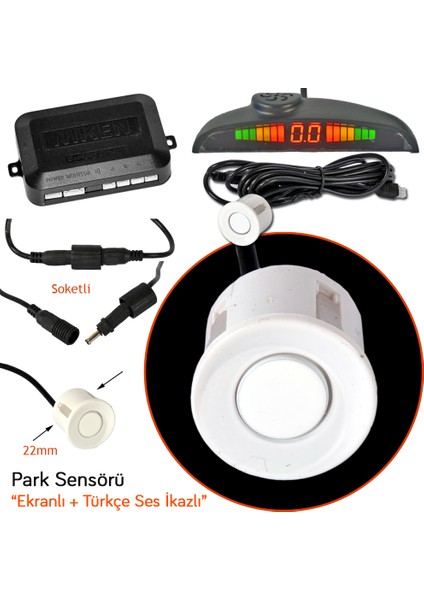 Park Sensörü LED Ekranlı Türkçe Ikazlı Beyaz
