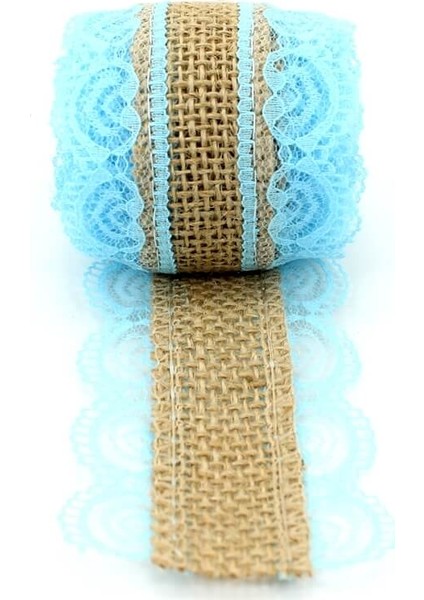 Dantelli Jüt Kurdele, 5,5 cm x 2 mt - Mavi