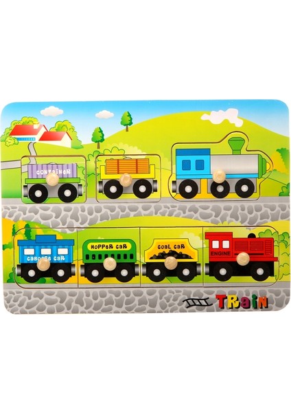 Ahşap 98020 Puzzle Tren Pimli Bohj98020