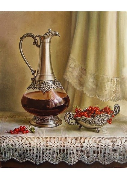 Frenk Üzümü ve Dantel Elmas Mozaik Tablo 40x50cm