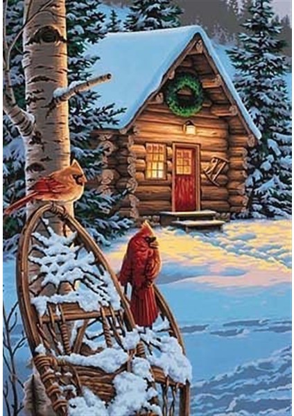 Marcel Sanat Elmas Mozaik Puzzle Tablo Karlı Dağevi 36 x 51 cm