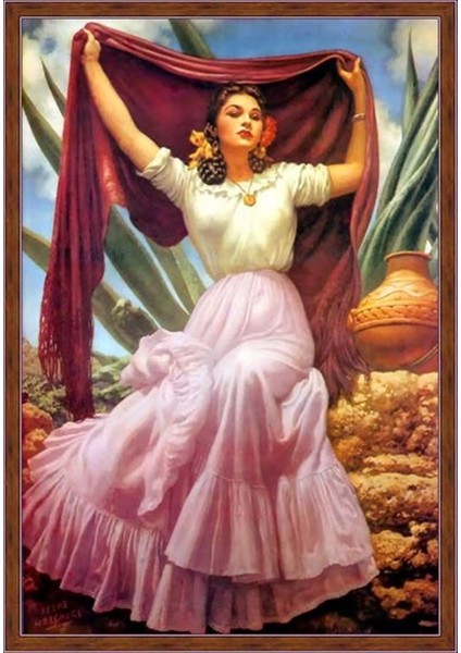 Marcel Sanat Meksika Güzeli Elmas Mozaik Tablo 41 x 58 cm