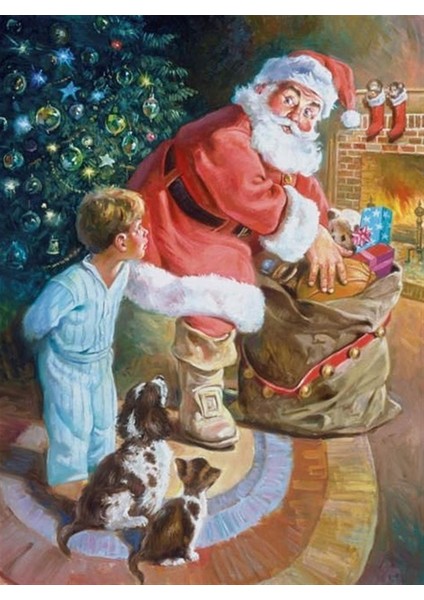 Noel Baba ve Oyuncakları Elmas Mozaik Tablo 38 x 51 cm