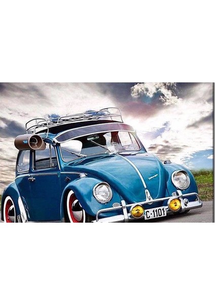 Retro-Vintage Vosvos Elmas Mozaik Tablo 76 x 51 cm