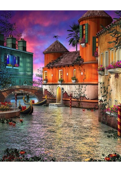 Venedik Gecesi Elmas Mozaik Tablo 45 x 55 cm