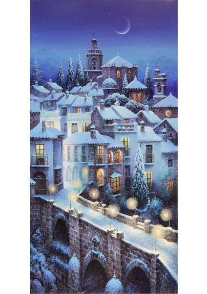 Budapeşte'de Karlı Bir Gece Elmas Mozaik Tablo 30 x 60 cm