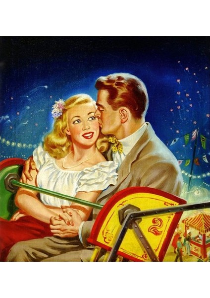 Retro-Vintage Amerikan Aşk Filmi Serisi Elmas Mozaik Tablo 53 x 56 cm