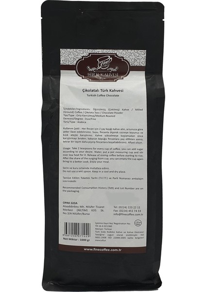 Fine Coffee Çikolatalı Türk Kahvesi ( 1000 gr )