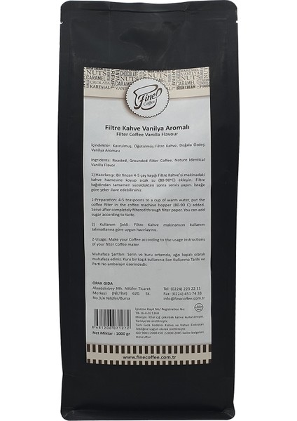 Vanilyalı Filtre Kahve ( 1000 gr )
