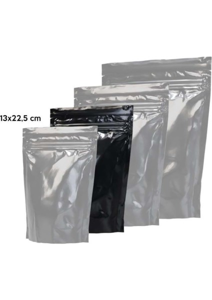 Siyah Alüminyum Doypack 13X22,5 cm - 100'LÜ
