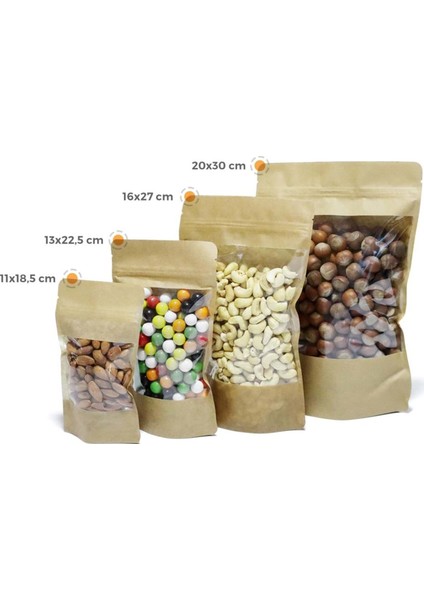 Geniş Pencereli Kraft Doypack 13X22,5 cm - 100'LÜ fiyatları