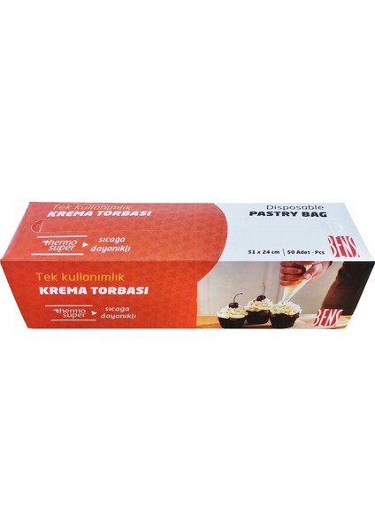 Tek Kullanımlık Krema Torbası Turuncu (Sıcağa Dayanıklı) 51 cm - 50 Li