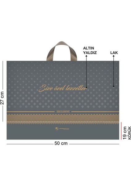 Tatlı Poşeti Exclusive (Kulplu) 1000 gr 50X27 cm - 50'li