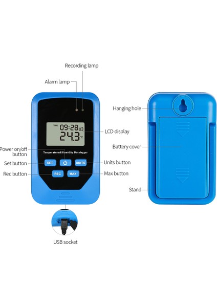 Mbw Mini USB Nem Sıcaklık Veri Kaydedici Rh Temp Datalogger (Yurt Dışından)