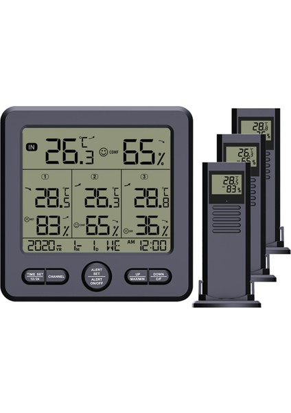 Mbw 3 Uzaktan Sensörlü Dijital Kablosuz İç Ve Dış Mekan Termometresi - Siyah (Yurt Dışından)