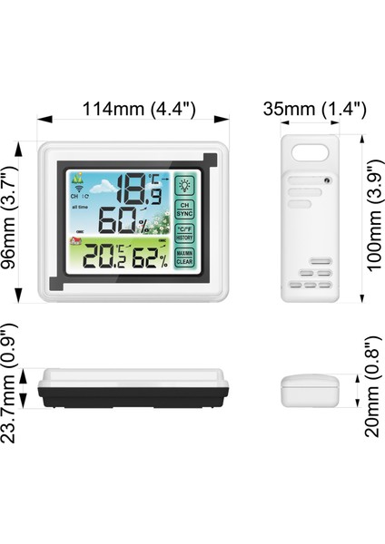 Kapalı Açık Kablosuz Termohigrometre Sıcaklık Nem Izleme (Yurt Dışından)