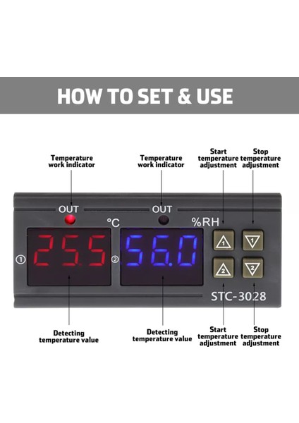 Mbw Dijital Ekran Sıcaklık ve Nem Kontrol Regülatörü Termostat (Yurt Dışından)