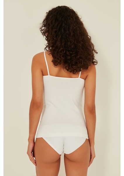 C15001 Dikişsiz Ince Askılı Atlet Beyaz modelleri