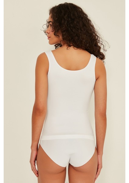 C15002 Dikişsiz Kalın Askılı Atlet Beyaz modelleri