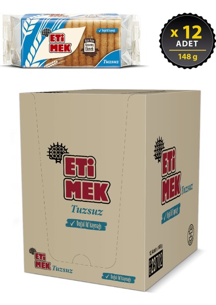 Etimek Tuzsuz Kızarmış Ekmek 148 g x 12 Adet