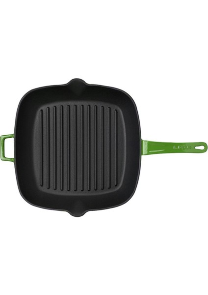 Döküm Izgara Tavası 28X28 Cm Cam Kapaklı Yeşil Lava Tava