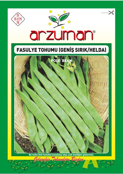 Geniş (Helda Tipi) Sırık Fasülye Tohumu 50 Gram