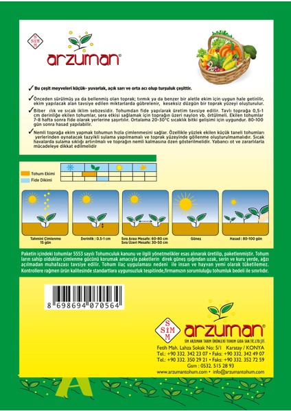 Misket Biber Tohumu 5 Gram fiyatları
