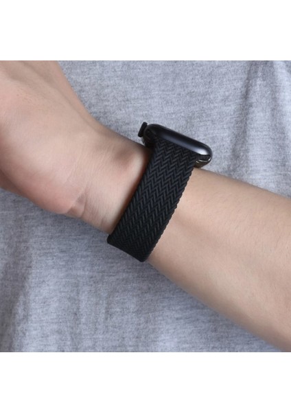 Apple Watch Uyumlu Seri 3-4-5-6-Se Premium 42-44 mm Örgülü Solo Silikon Kordon