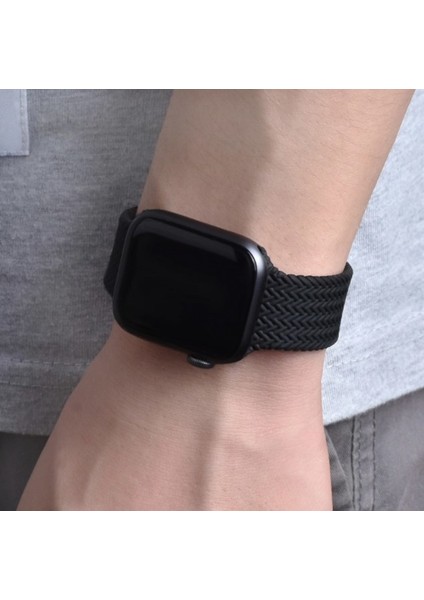 Apple Watch Uyumlu Seri 3-4-5-6-Se Premium 42-44 mm Örgülü Solo Silikon Kordon