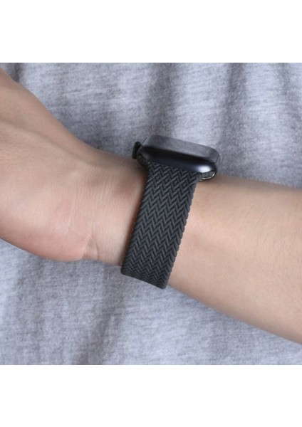 Apple Watch Uyumlu Seri 3-4-5-6-Se Premium 42-44 mm Örgülü Solo Silikon Kordon