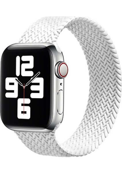 Apple Watch Uyumlu Seri 3-4-5-6-Se Premium 42-44 mm Örgülü Solo Silikon Kordon