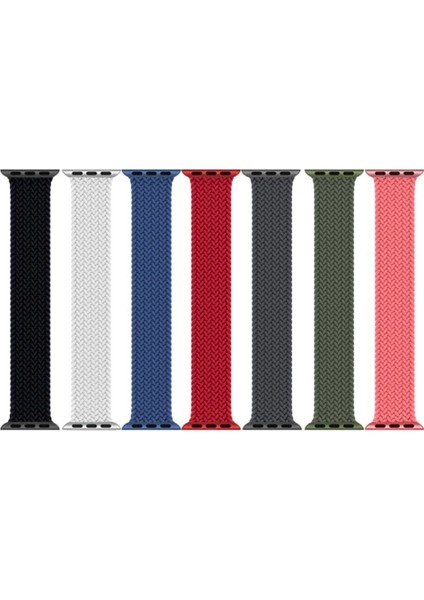 Apple Watch Uyumlu Seri 3-4-5-6-Se Premium 42-44 mm Örgü Solo Loop Kumaş Kordon