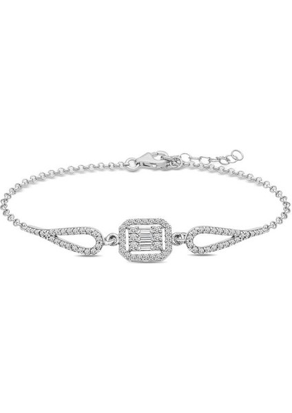 ​Gümüş Baget Taşlı Bileklik