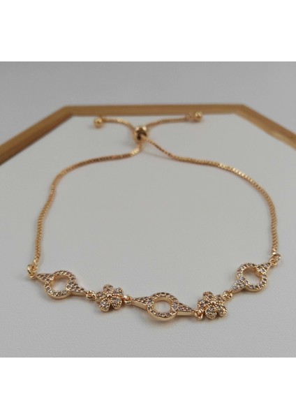 Zirkon Taşlı Asansör Bileklik Gold Renk fiyatları