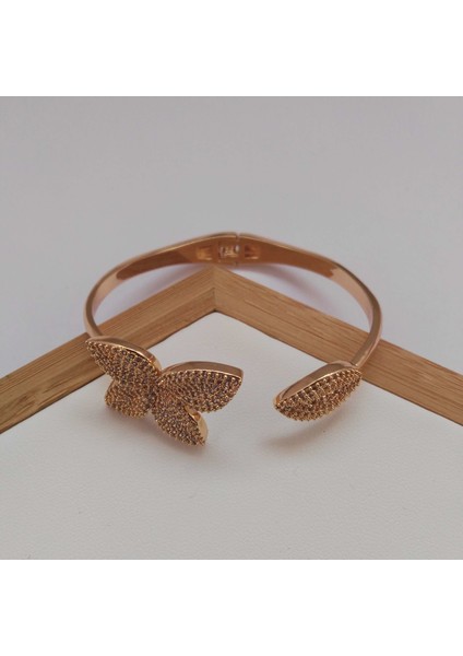 Zirkon Taşlı Kelepçe Pirinç Bileklik Gold Renk fiyatları
