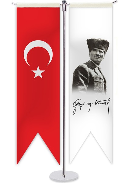 Atatürk ve Türk Bayragı T Masa Bayragı