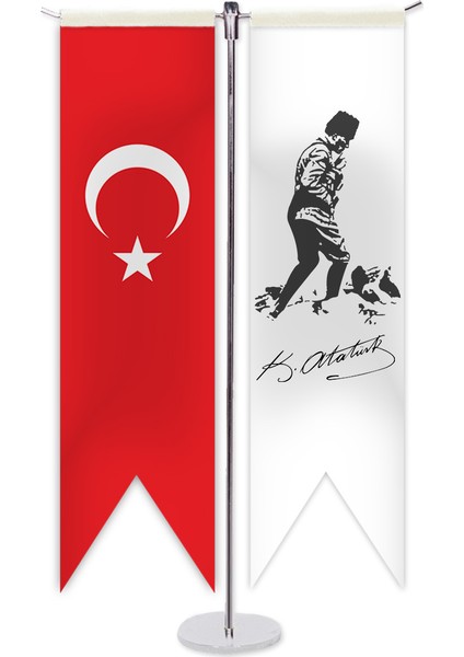 Atatürk ve Türk Bayragı T Masa Bayragı