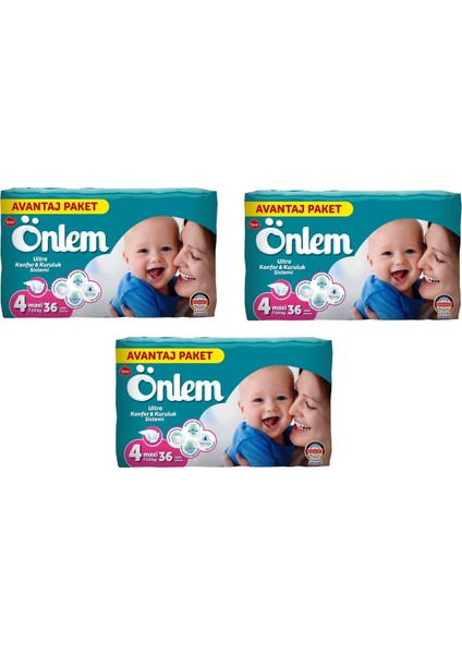 Bebek Bezi 4 Maxi 7-14 Kğ 36'lı 3 Paket (108 Adet)