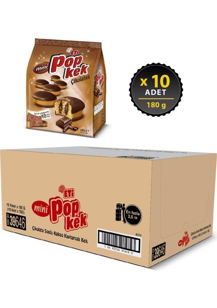 Popkek Mini Çikolatalı Kek 180 g x 10 Adet