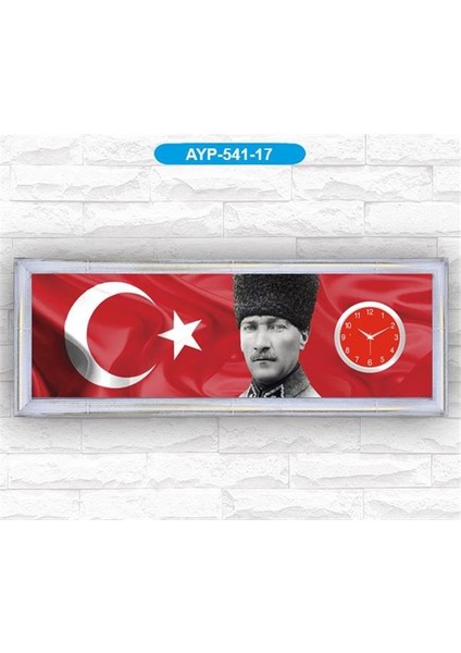 Atatürk Temalı Büyük Boy 40X110 cm Tablo Saat 5208