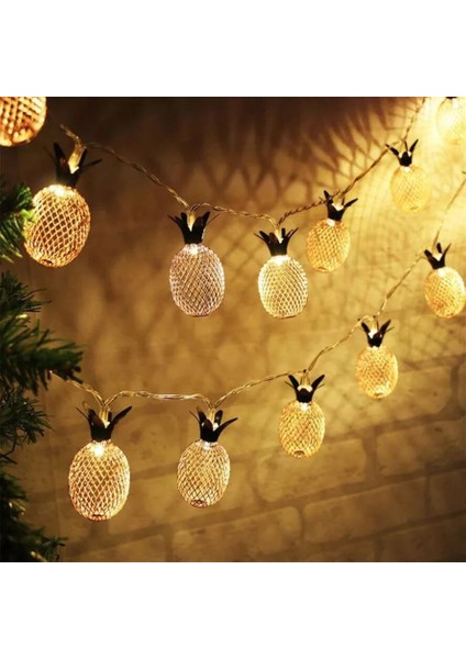 Dekoratif Led Işıklı Metal Ananaslar Ev Aydınlatma Pilli Lamba