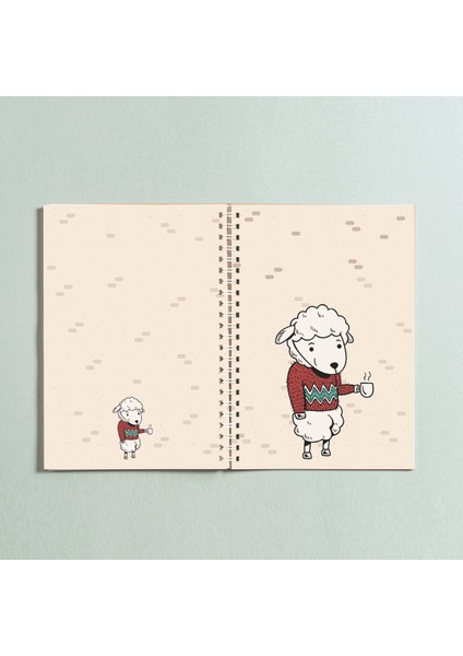A5 Koyun Tasarım Spiralli Çizgisiz Defter PYTKDT0260