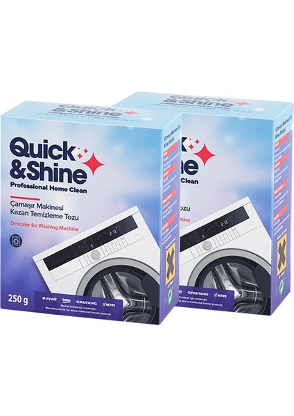 Quick Shine Çamaşır Makinesi Kazan Temizleme Kireç Sökücü Tozu 2 Li 250 gr