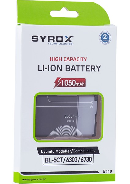 B110 BL-5CT/6303/6730 1050 Mah Li-Ion Batarya