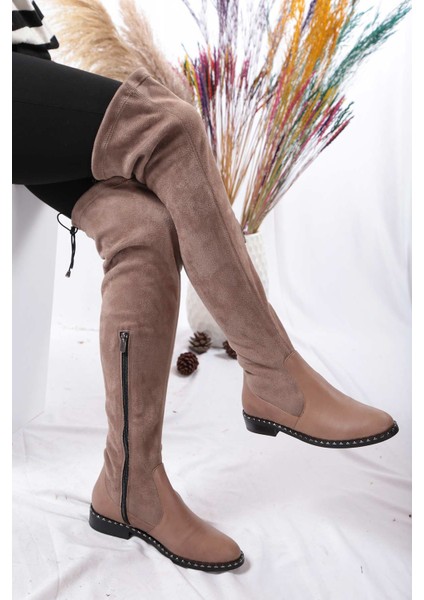 Deri Vizon Kadın Streçli Çizme 202110312